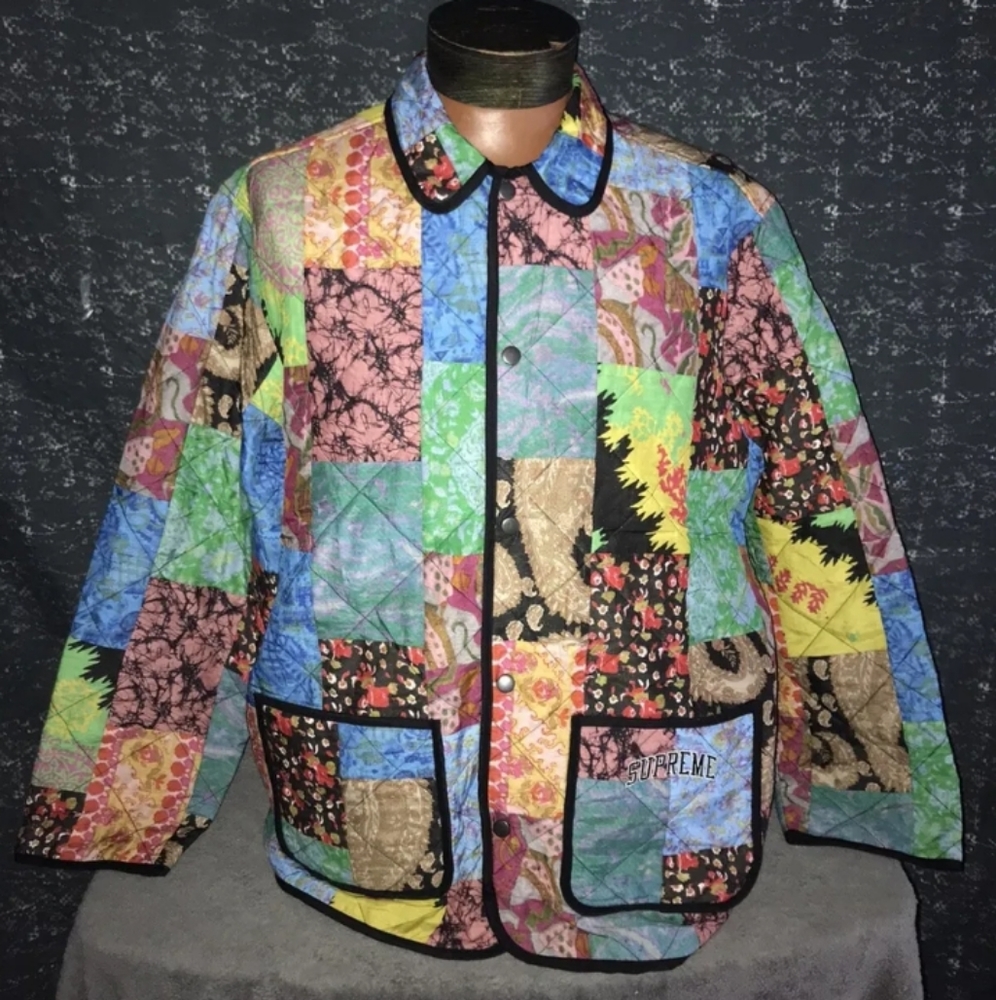 Supreme reversible patchwork quilted jackets XL